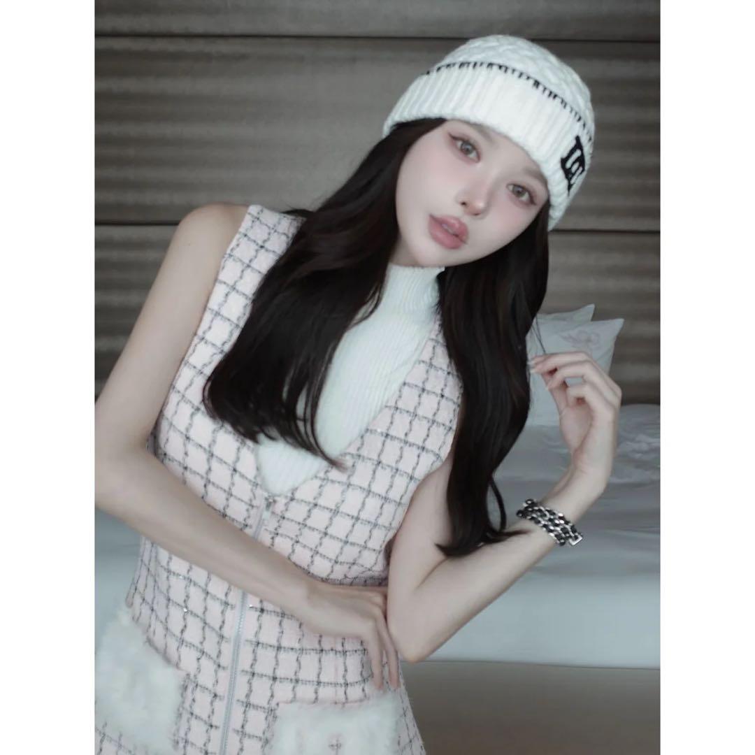 新品タグ付き ダーリッチ フロントファスナーツイードミニワンピース ピンク