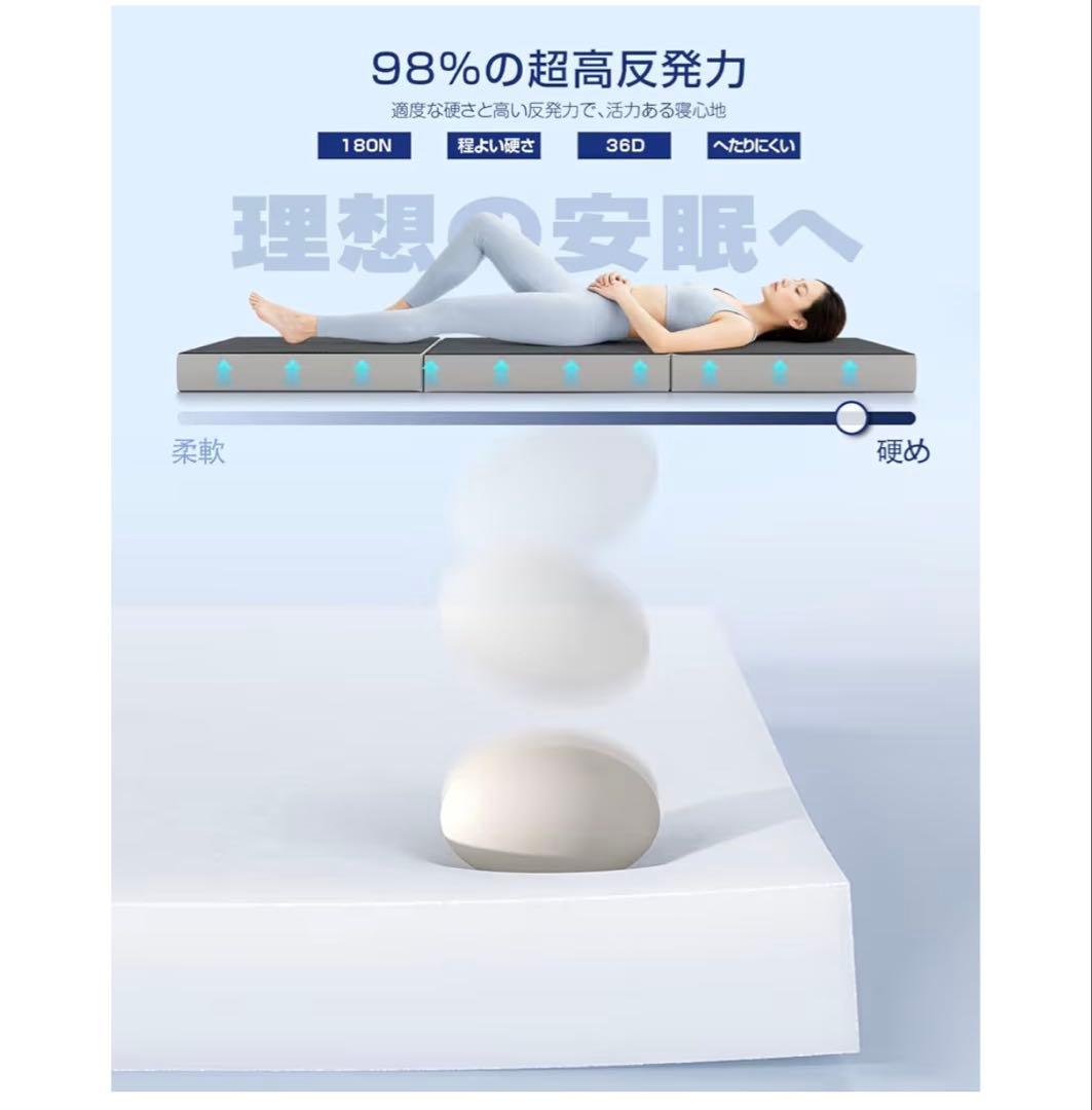 マットレス　セミダブル　高反発 硬め190N 密度36D 折りたたみ　ブラック