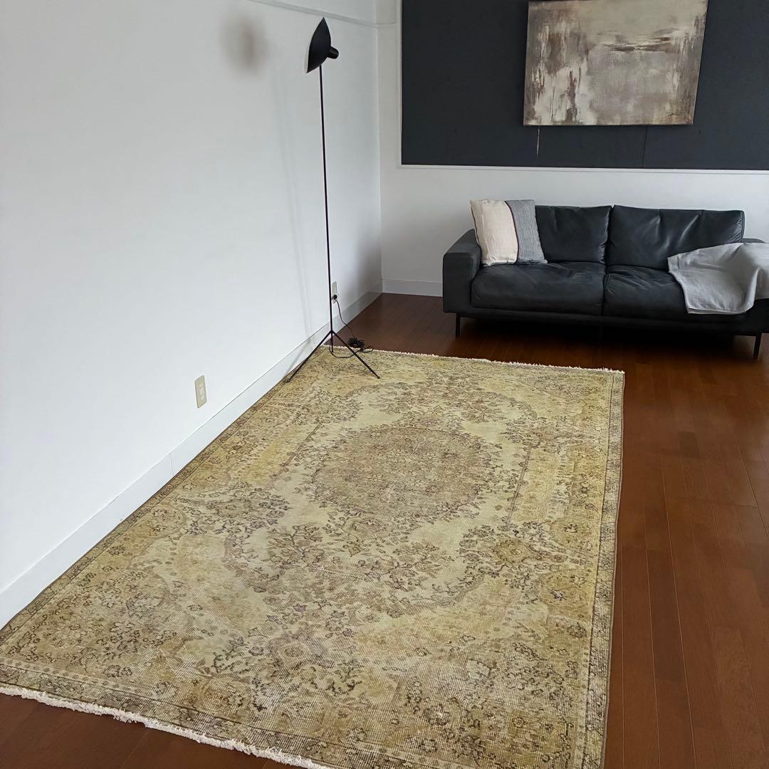 大判イエロー　ヴィンテージラグ　158×276