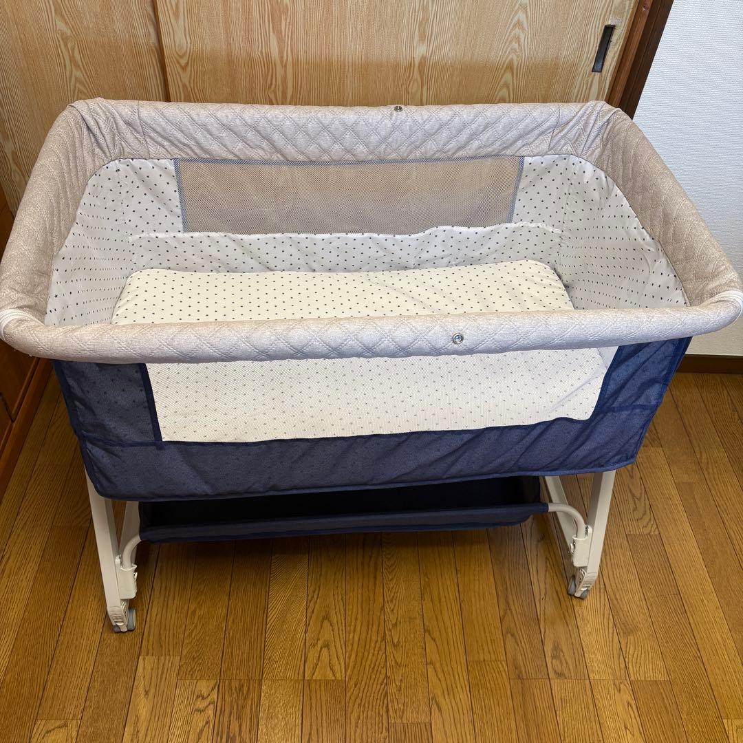 ベビーベッド 添い寝 高さ6段階 蚊帳 キャスタ 収納・持運びバッグ付 簡単組立