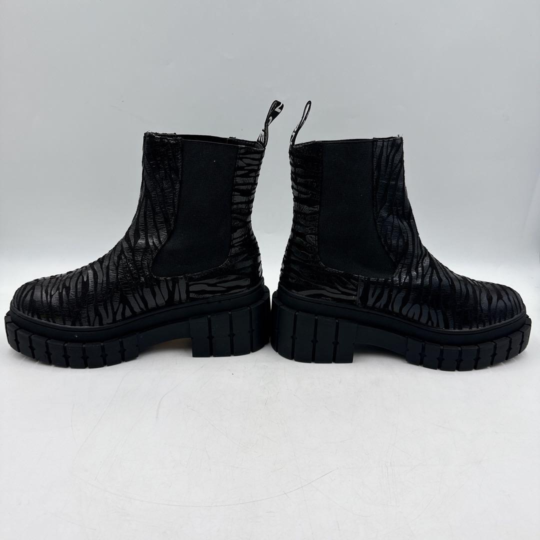 【未使用】NO NAME ノーネーム サイドゴア ブーツ 厚底 ゼブラ柄