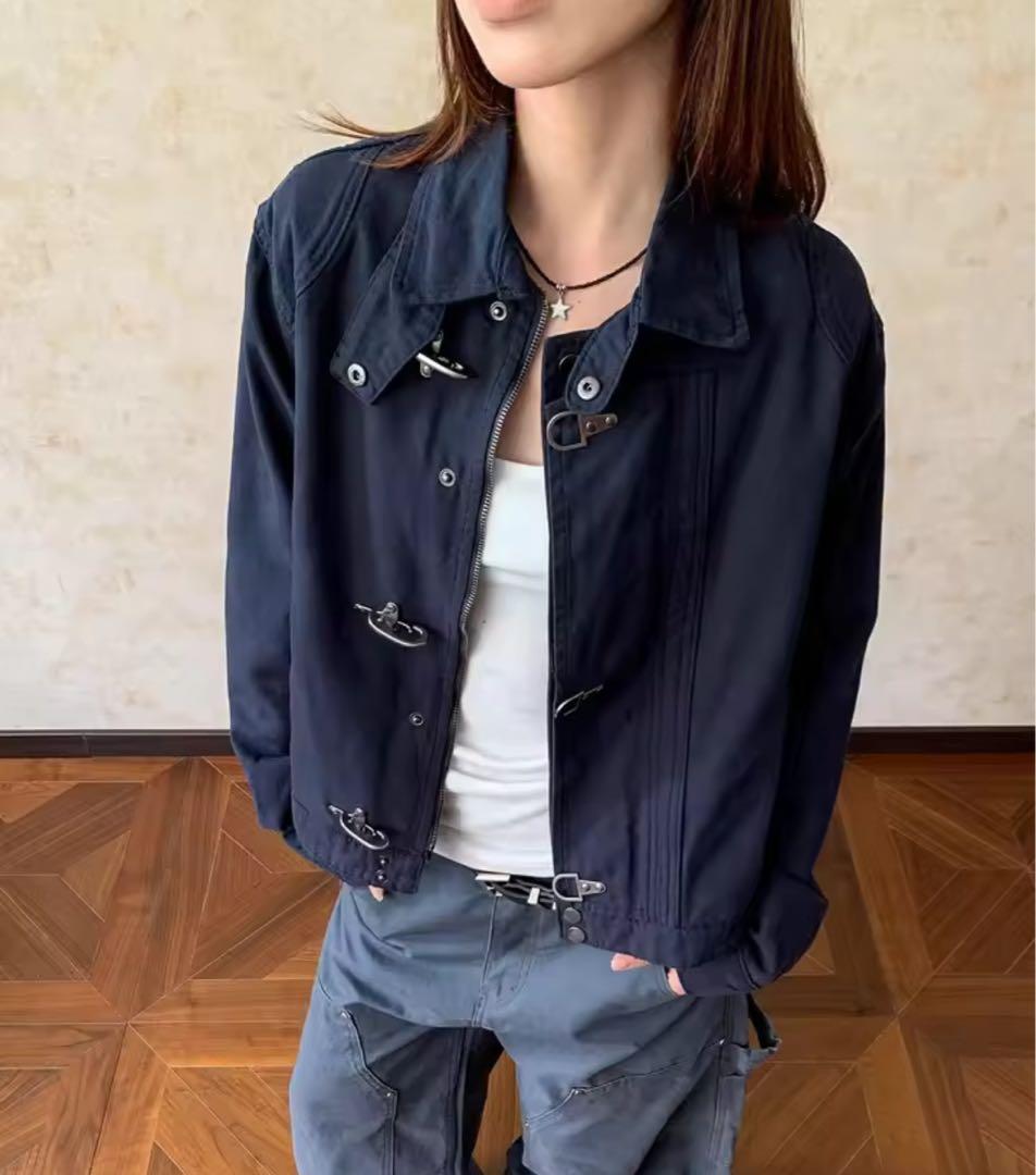 y2k グランジ　ジャケット　ネイビー　アウター　Mサイズ