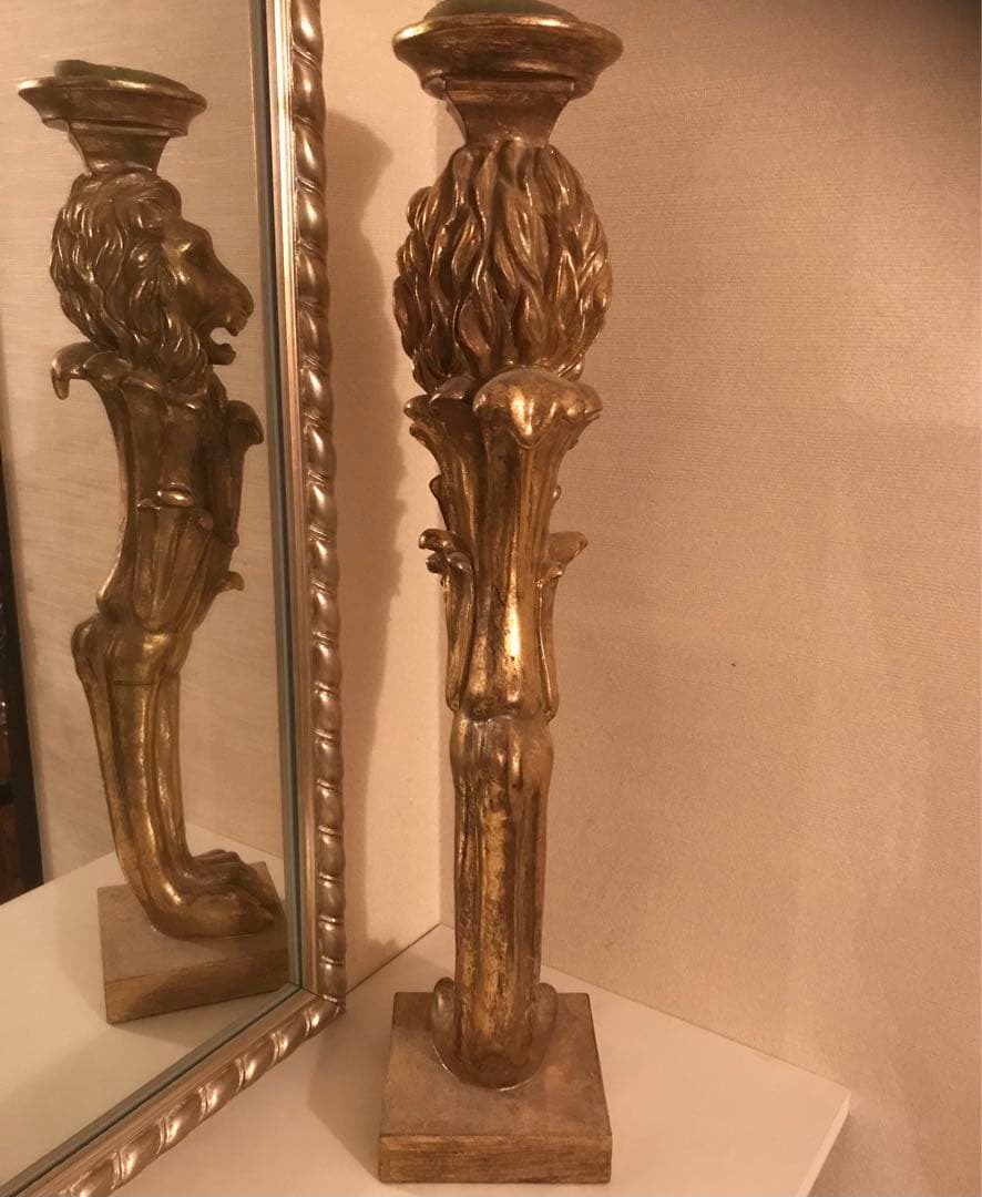 値下げ◆希少◆Dubai◆ライオン◆ゴールド◆蝋燭台◆ドバイ◆ロココ