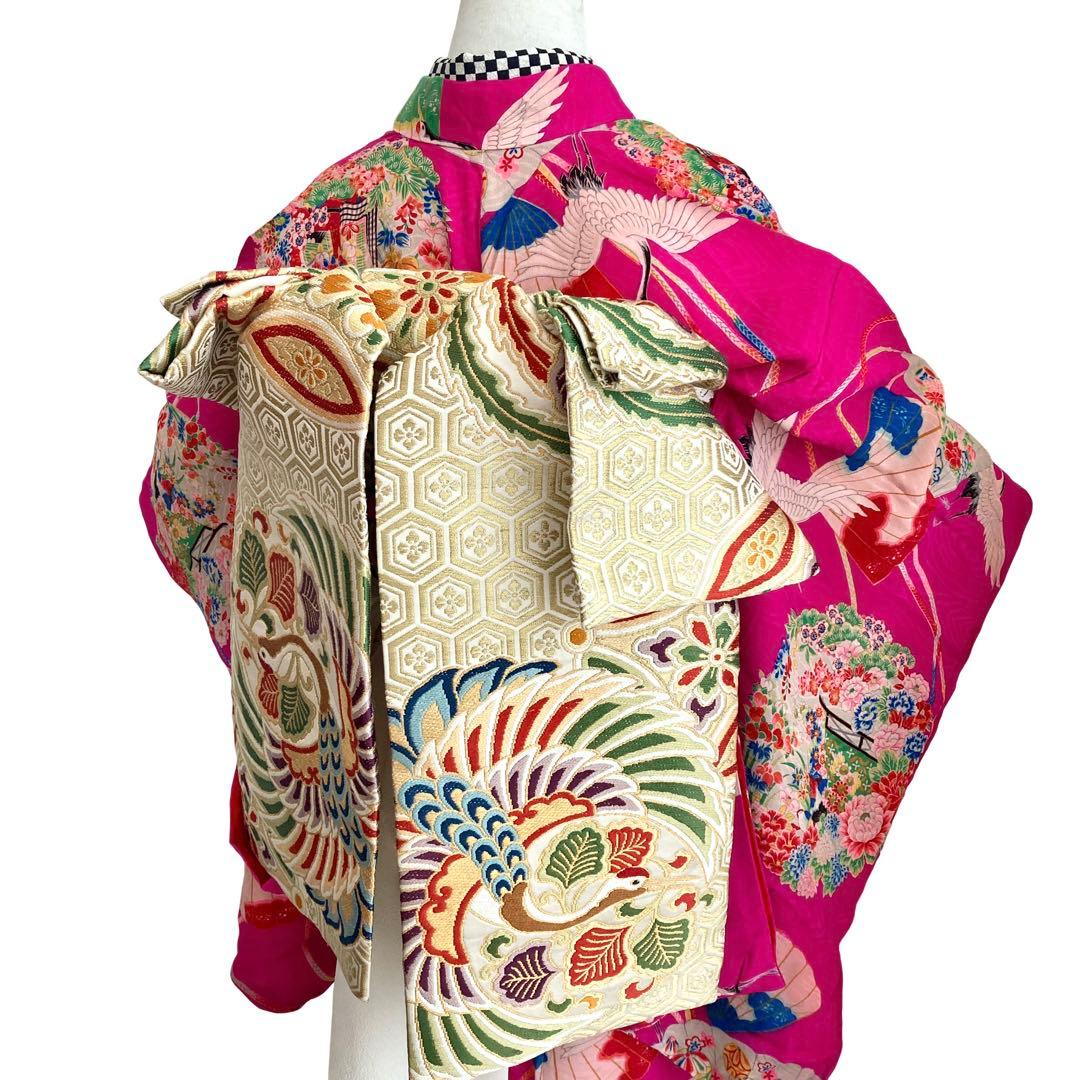 アンティーク女の子 鶴 子供着物 七五三 アンティーク着物 NO8