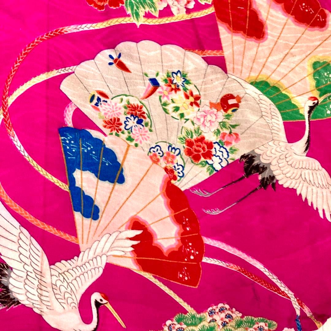 アンティーク女の子 鶴 子供着物 七五三 アンティーク着物 NO8