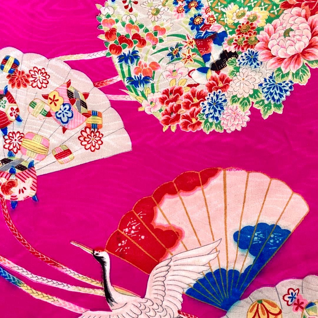 アンティーク女の子 鶴 子供着物 七五三 アンティーク着物 NO8