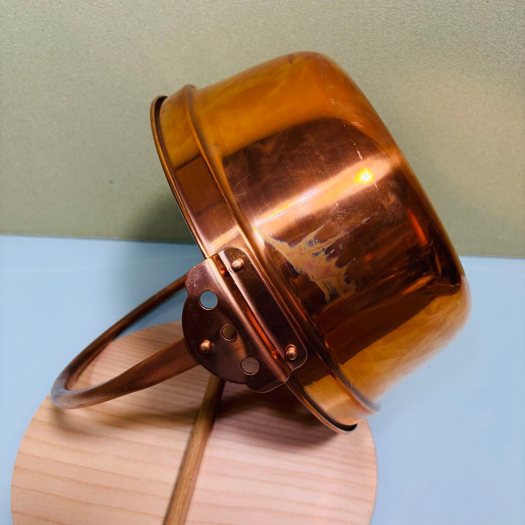 未使用品　銅鍋　山菜鍋　吊る　蓋付き　純銅　30cm 30型