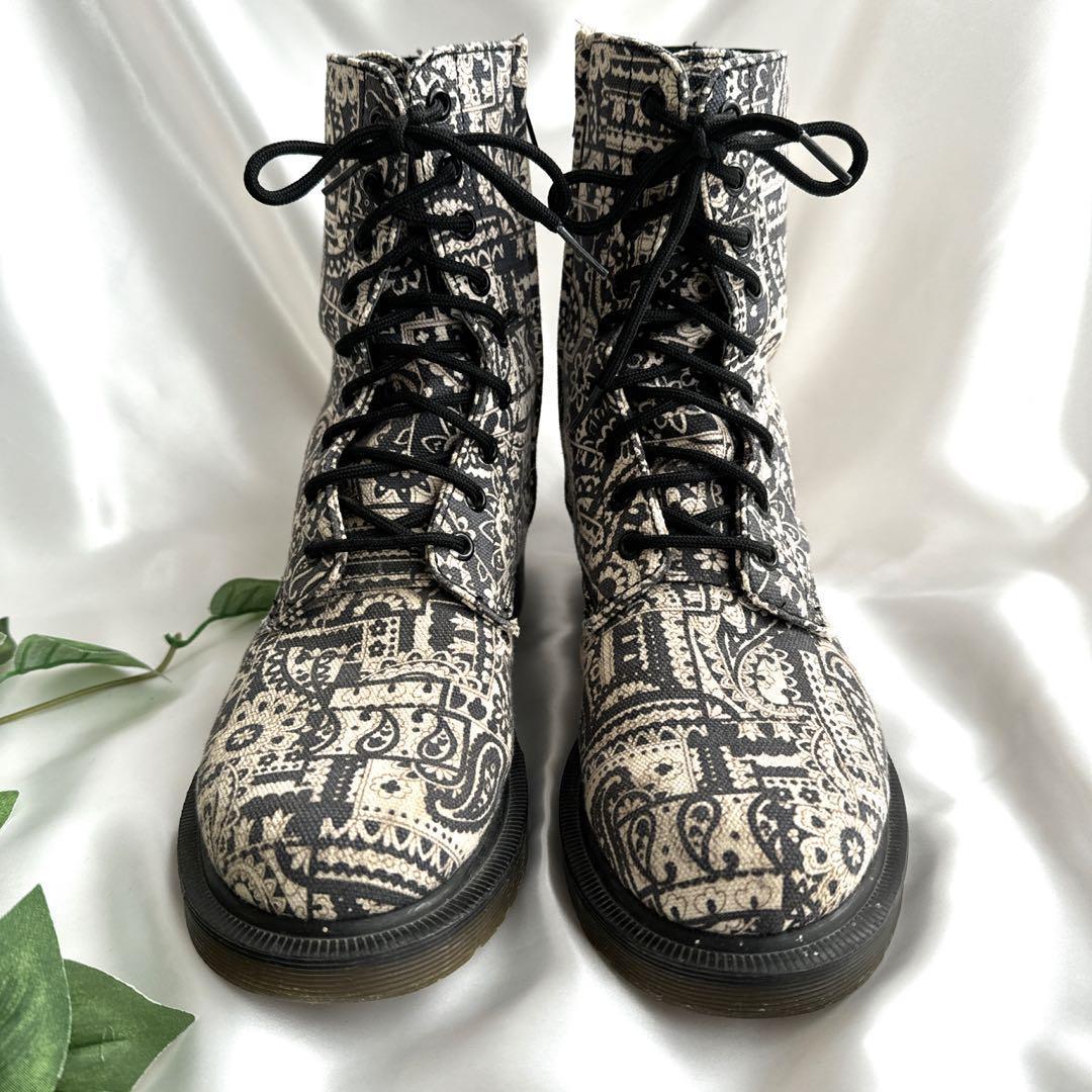 コラボ　希少　ドクターマーチン　ワイズ　総柄　9ホール　サイドジップ　ブーツ