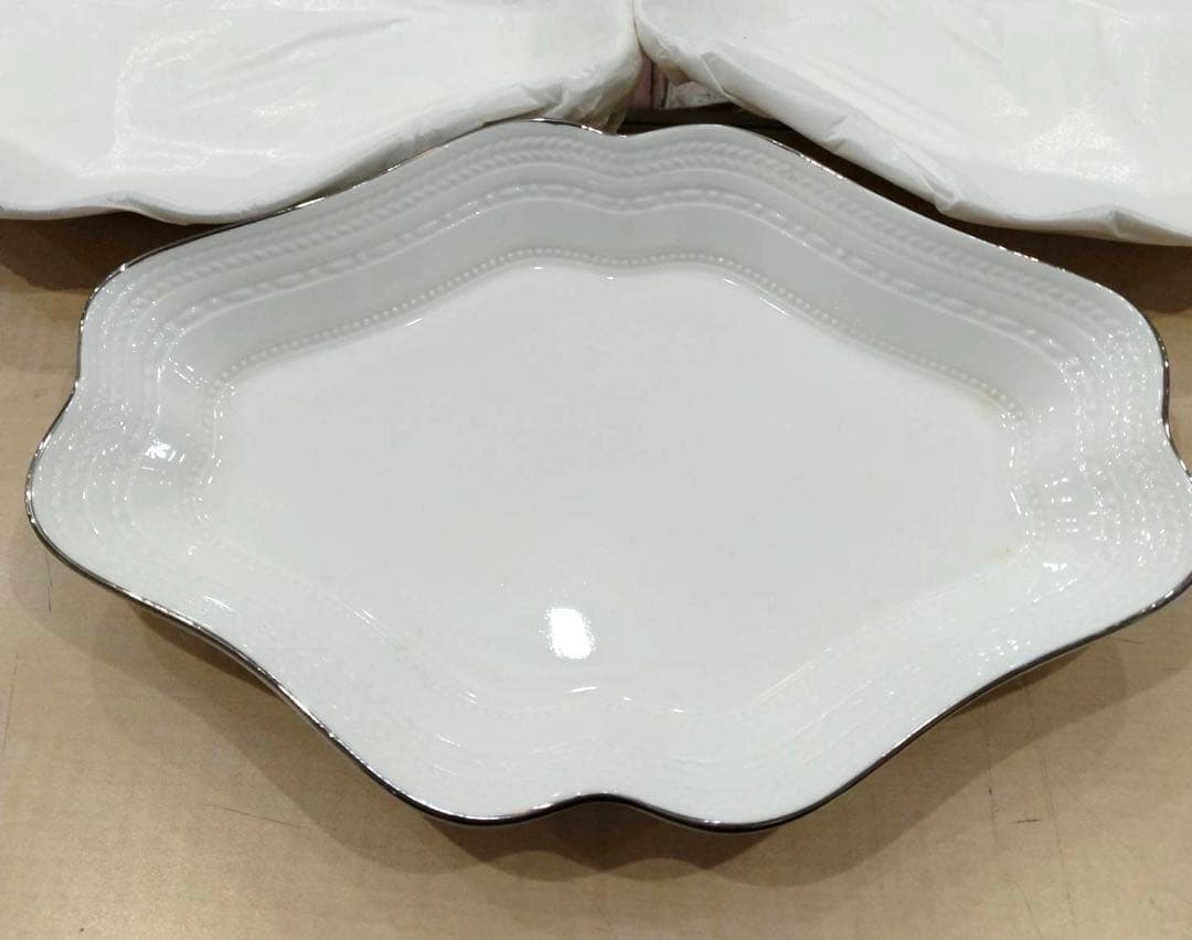 新品❗ウェッジウッド　インタグリオ プラチナ ダイヤディッシュ5枚セット