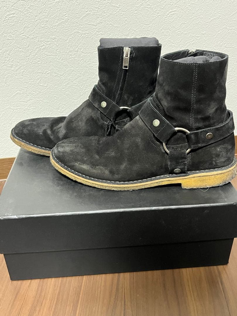 SAINT LAURENT サンローラン ブラック スウェードサイドゴアブーツ