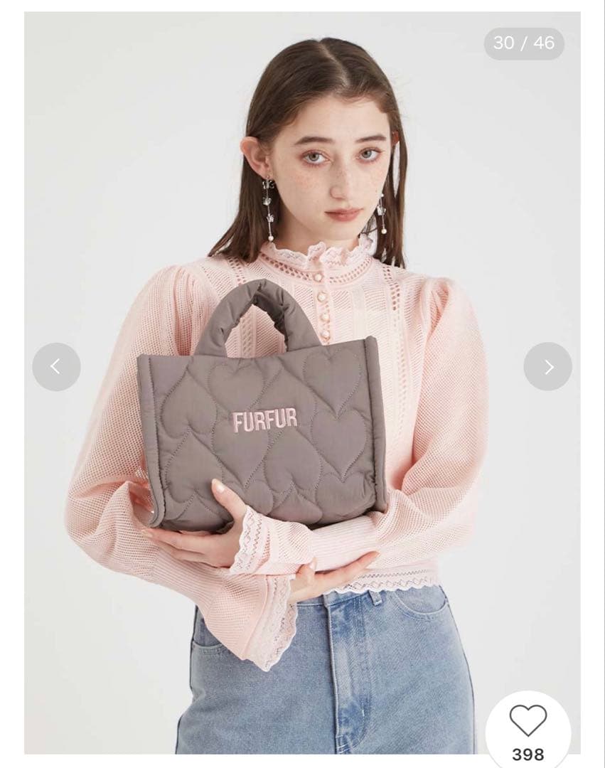 FURFUR フィシャルサイト限定カラー】ハートキルティングバッグ CGRY