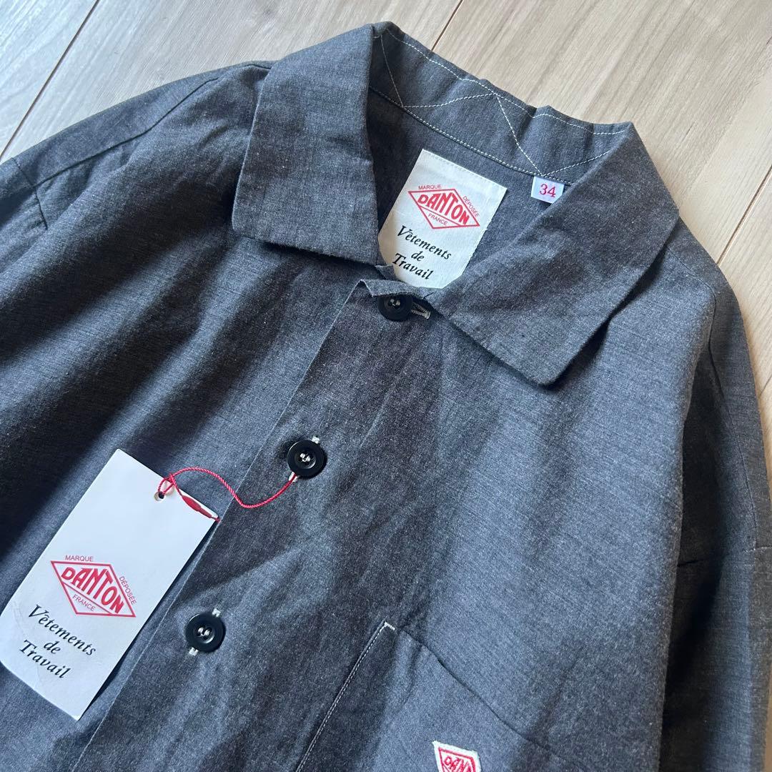 新品タグ付き＊DANTON コットンポプリンレギュラーシャツ 34 グレー