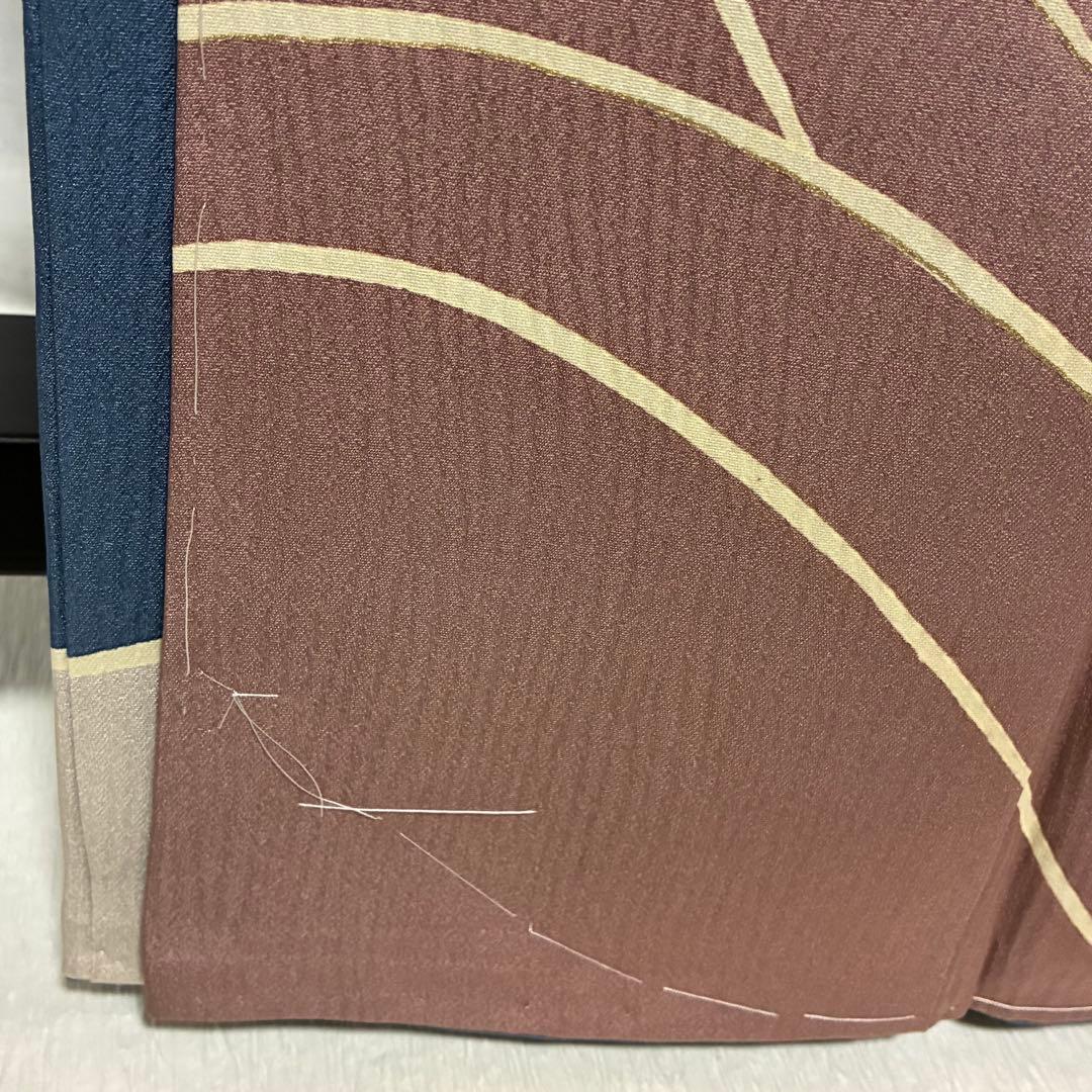 D103 訪問着 菊刺繍 蔦の葉 正絹 着物 袷 しつけ糸付き未使用極美品