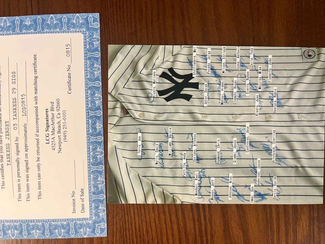 ニューヨークヤンキース　サイン入りユニフォーム