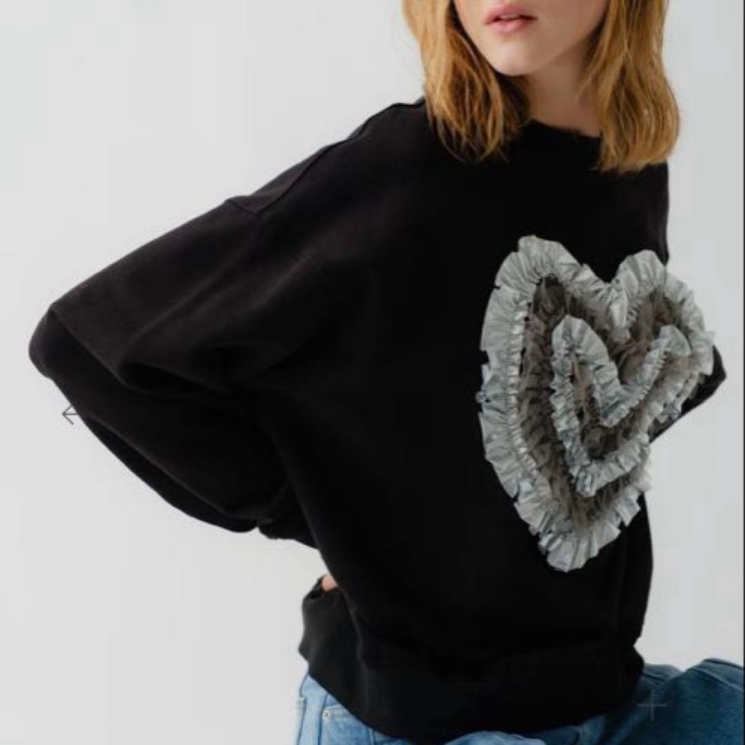 【美品•完売品】POPPY HEART TULLE SWEATSHIRT 黒