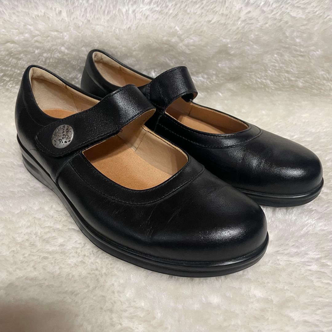 【極美品】Finn comfortフィンコンフォート 本革 黒 レザー