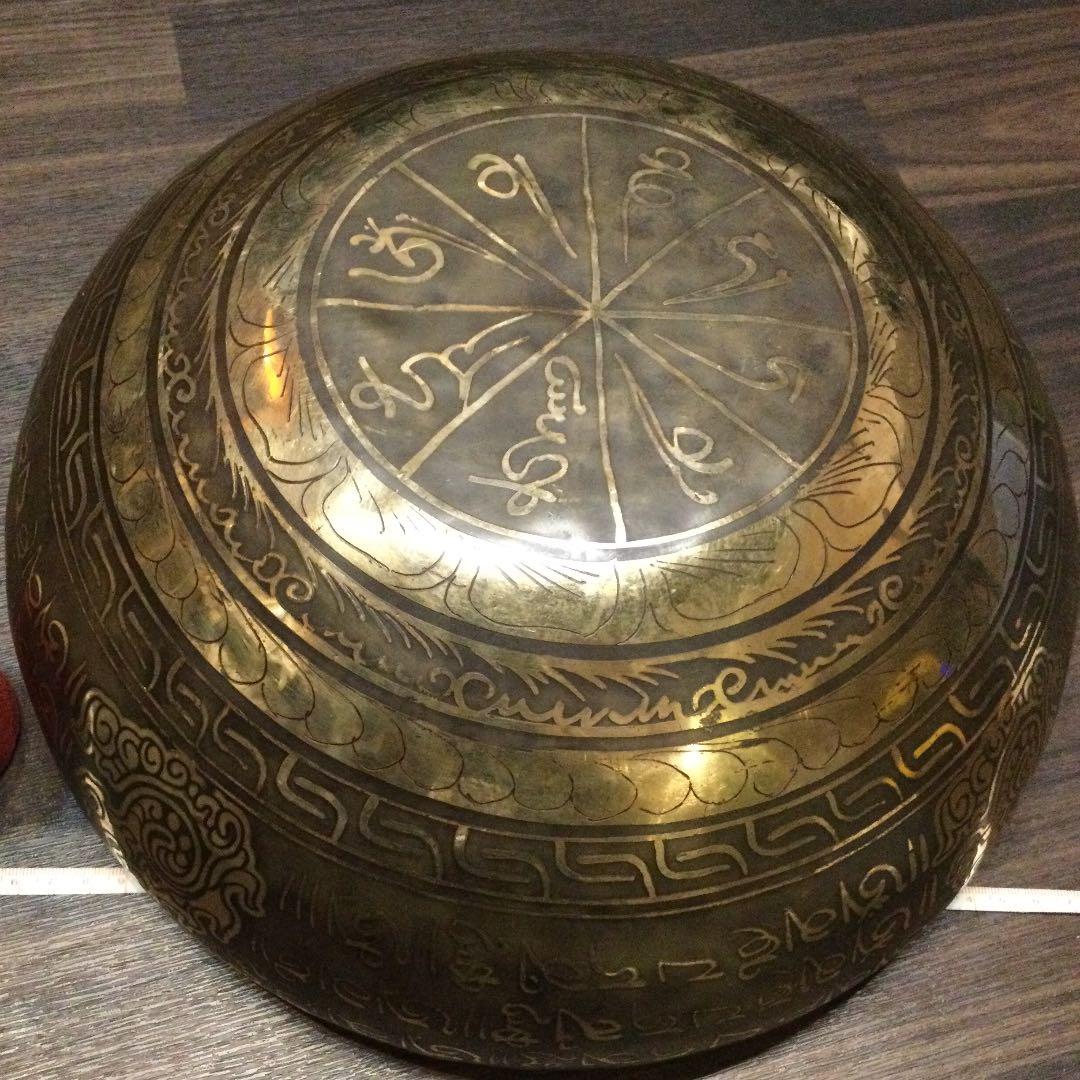 菩提樹　オールド シンギングボウル　チベット産 no4アンティーク32.5cm