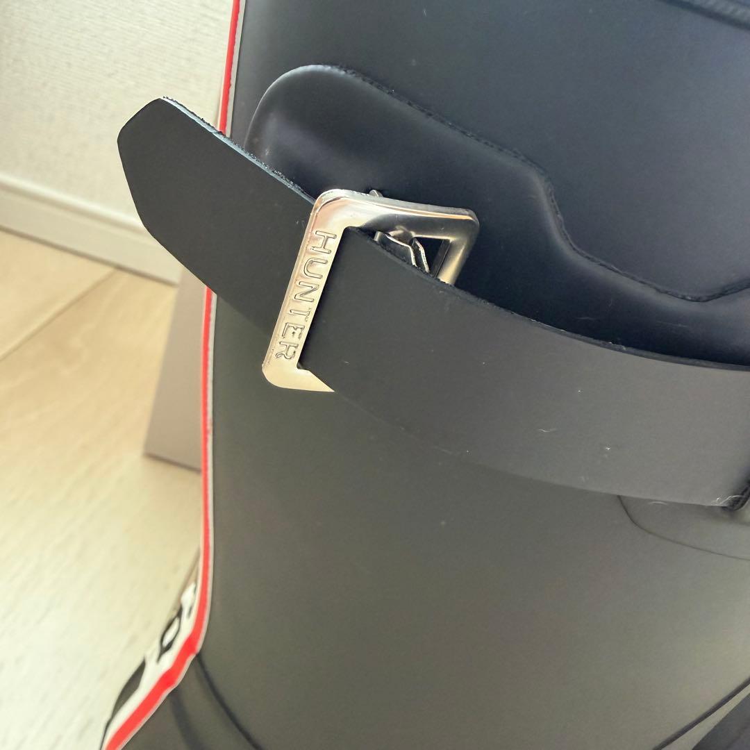 美品！ HUNTER ブラック 長靴 トリカラー ロゴ ショート 24 24.5