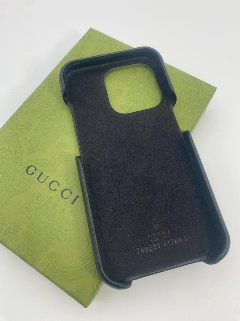 GUCCI iPhone15Pro ケース ジャンボGG 黒 レザー