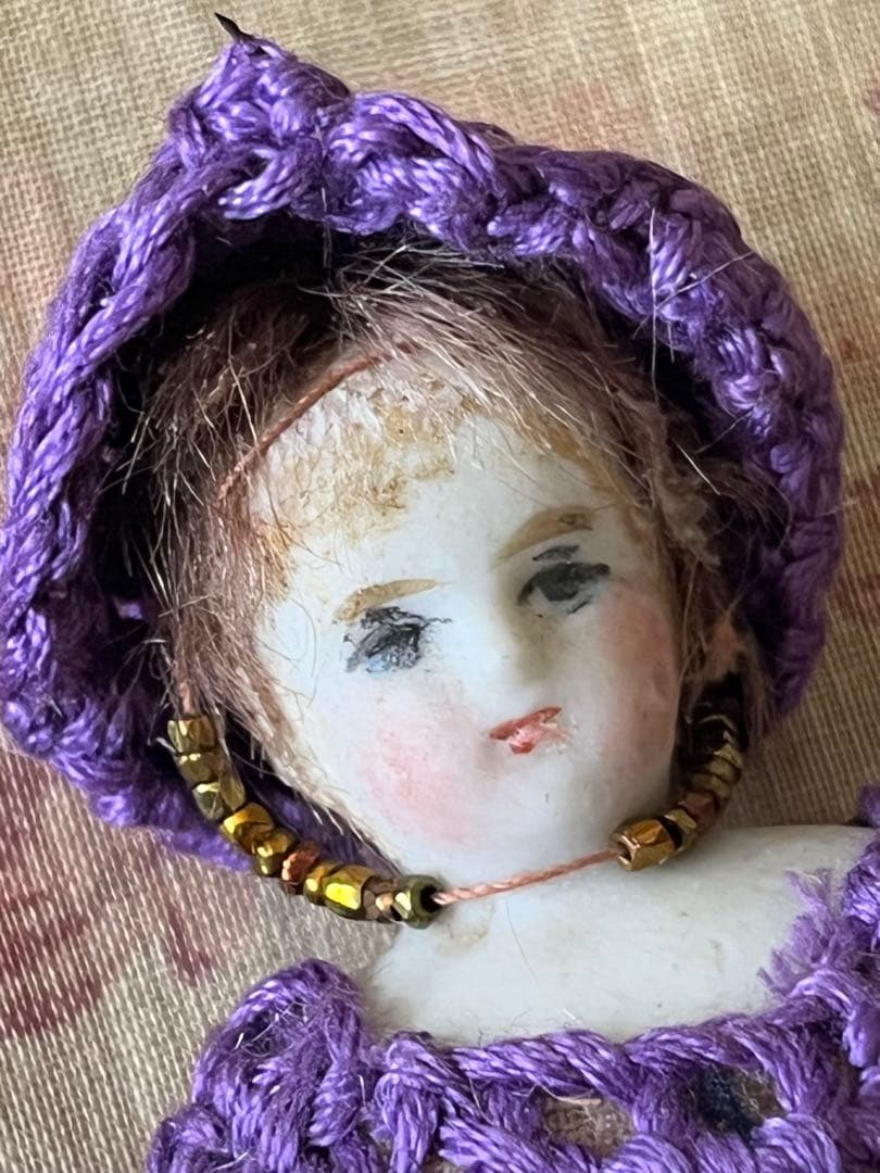 アンティークビスクドール陶器小さなドールミニョネット レトロ人形ハンドメイド