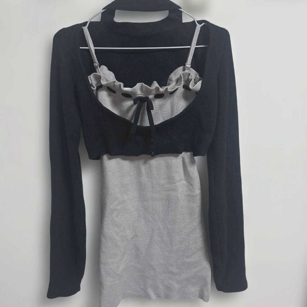 NoGenki ニットトップス×ニットキャミワンピース パープル