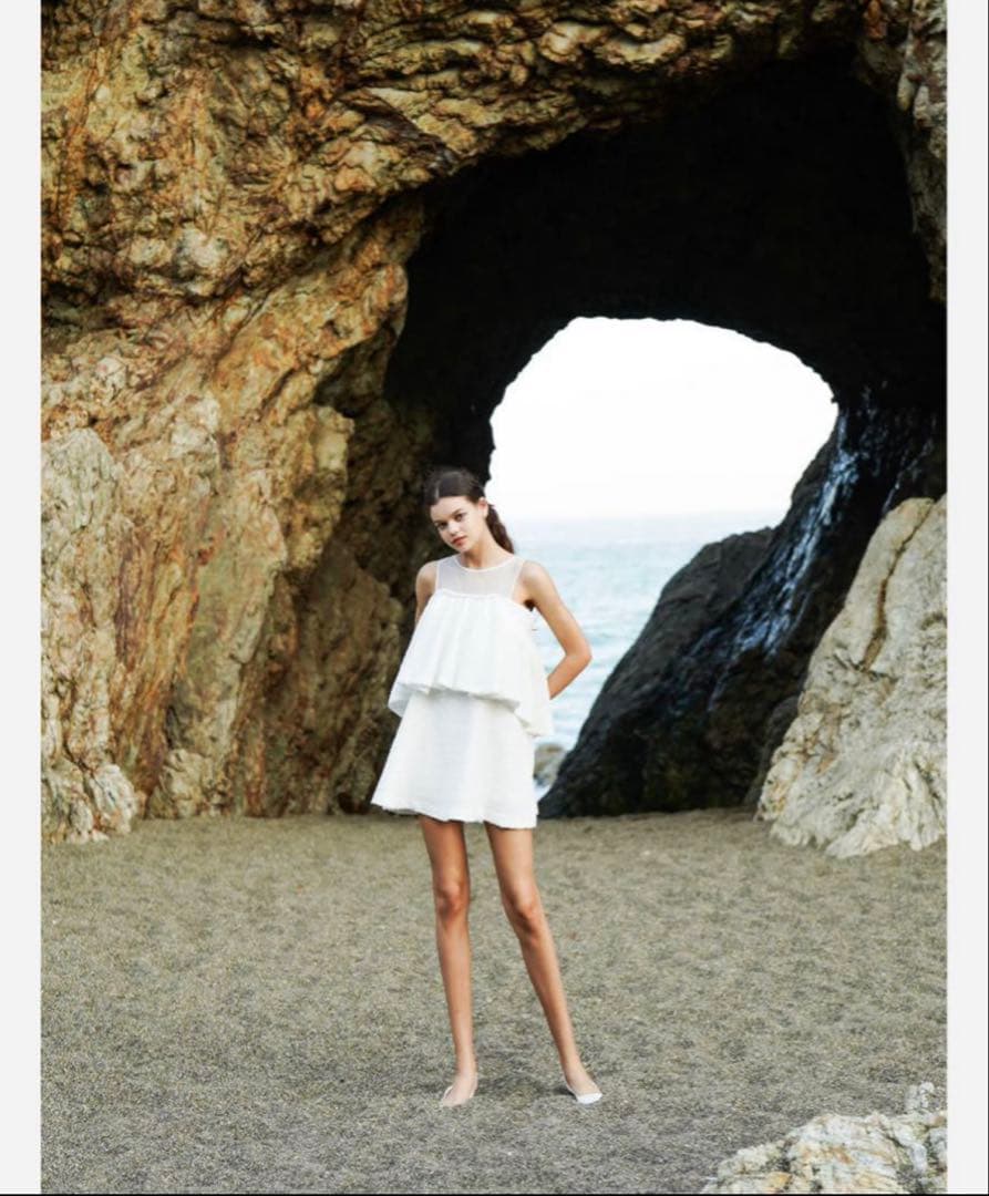 ワンピース sheller x tweed ruffle mini dress