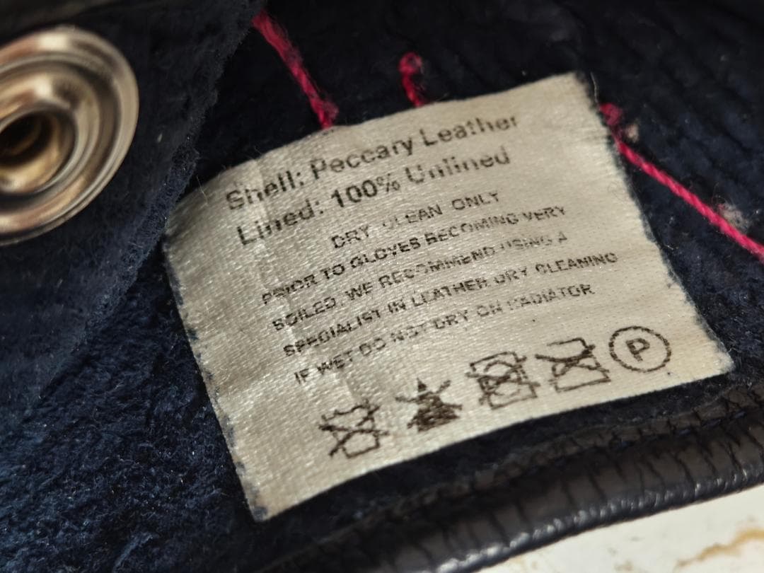極美品 デンツ ペッカリー グローブ アンライニング 裏地無し ダークネイビー