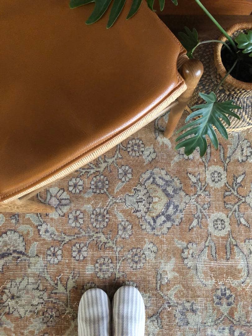 ✴︎1960年代 ヴィンテージ・トルコラグ✴︎アンバー/プラム/フローラル