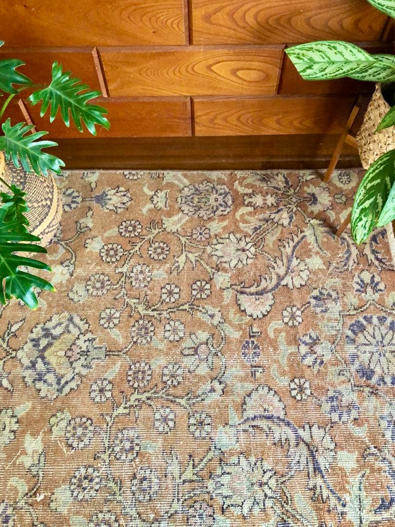 ✴︎1960年代 ヴィンテージ・トルコラグ✴︎アンバー/プラム/フローラル