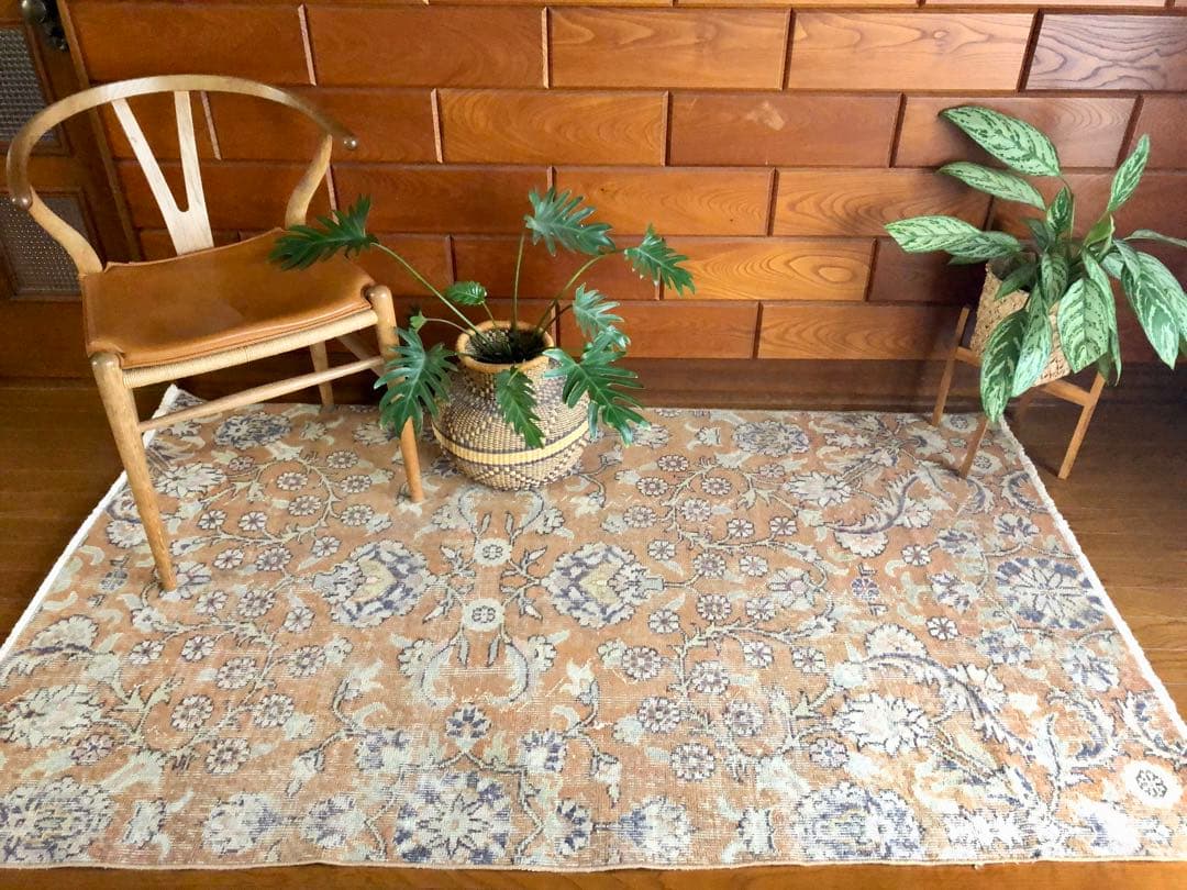 ✴︎1960年代 ヴィンテージ・トルコラグ✴︎アンバー/プラム/フローラル