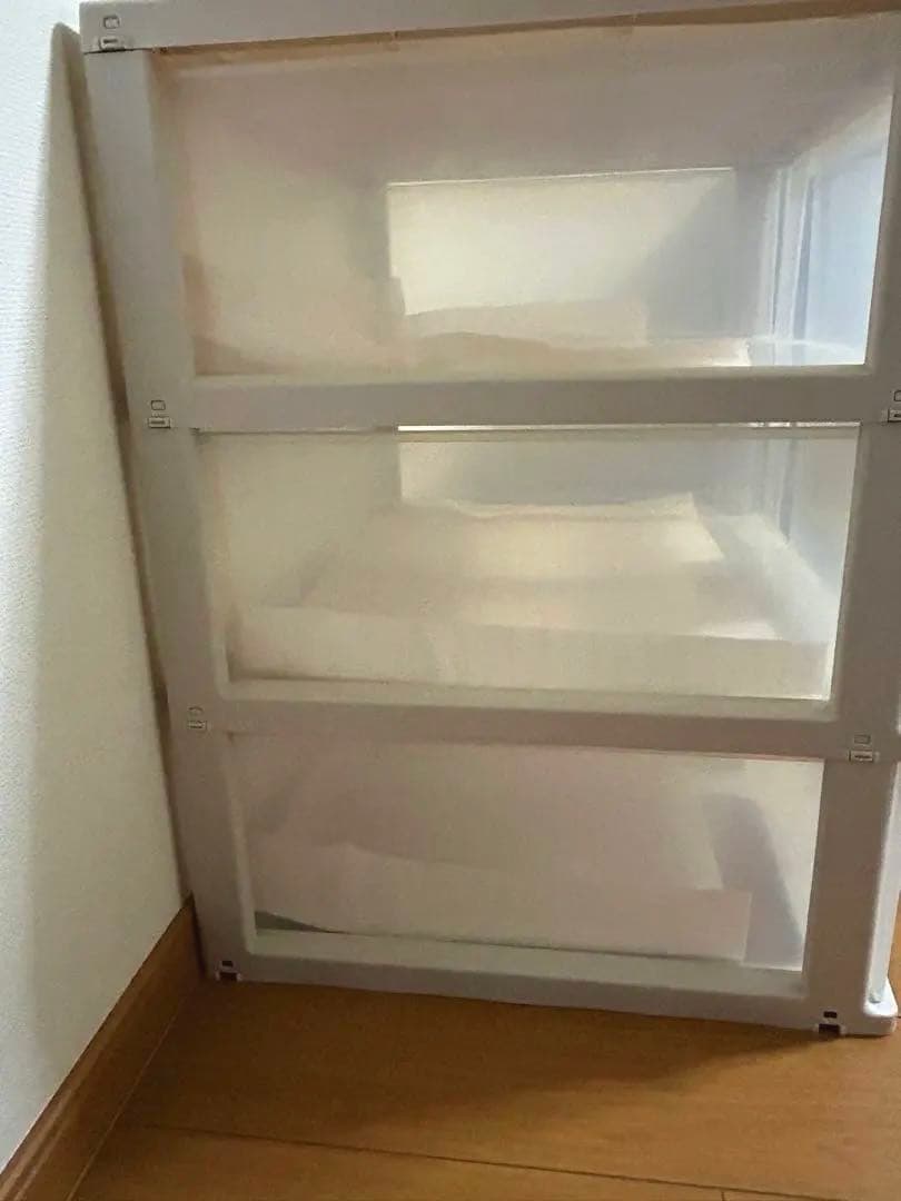 COSPA透明 深3段衣類収納ケースクローゼット収納 コスパ ワイド カプチーノ