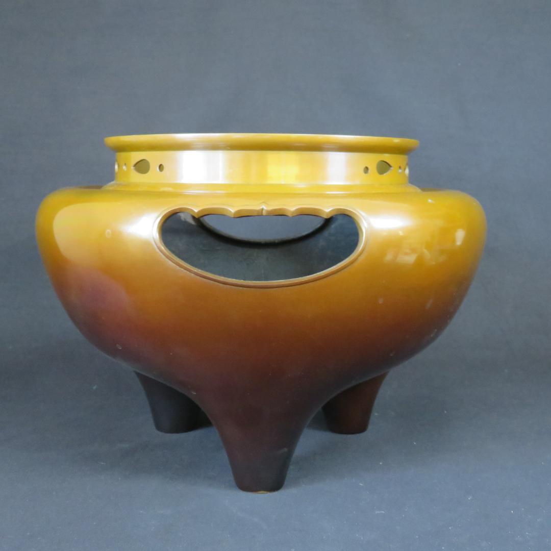 朝鮮風炉 唐銅 清光 在銘 茶道具 木箱 共箱 美品