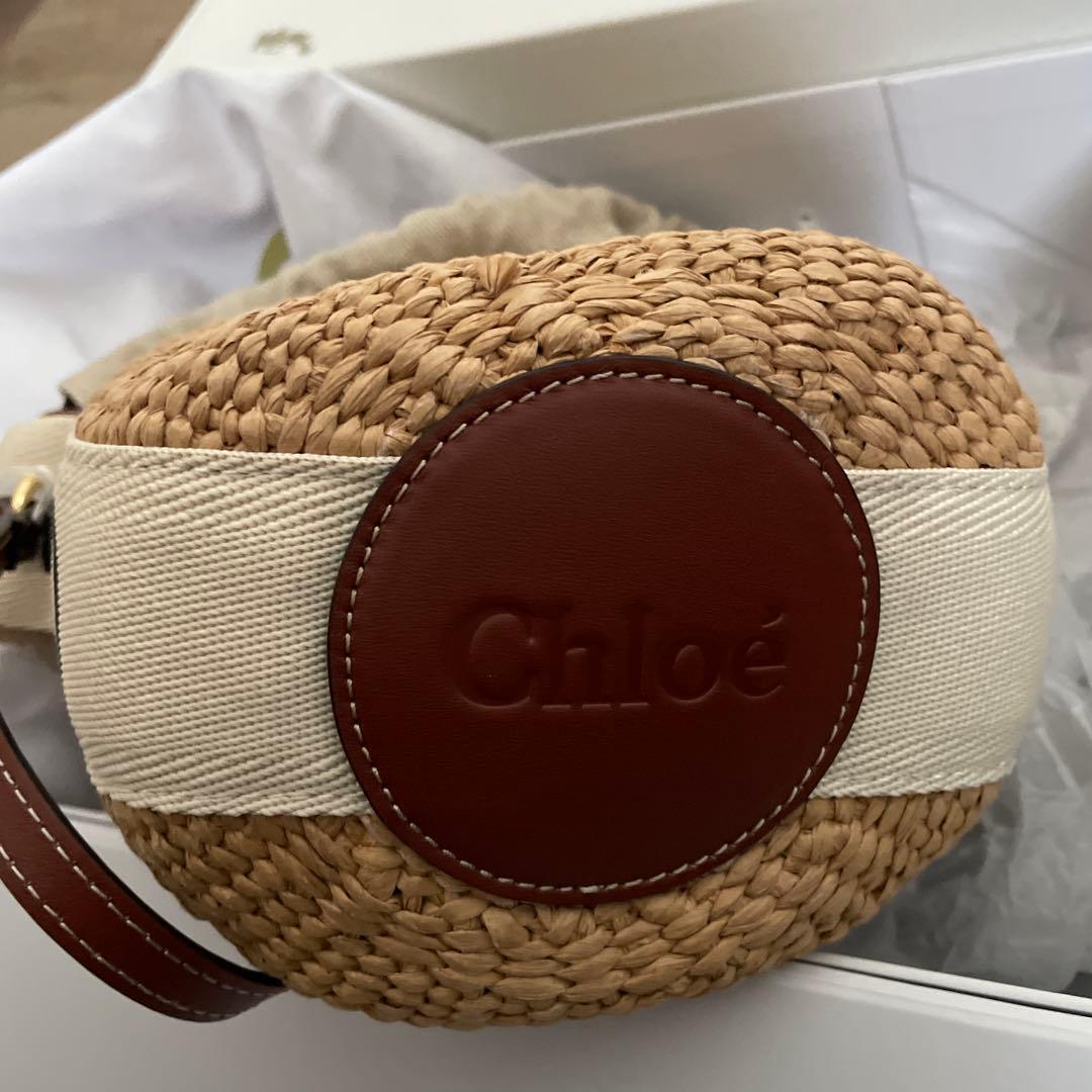 Chloe カゴバッグ　アイボリー　WOODY スモールバスケット