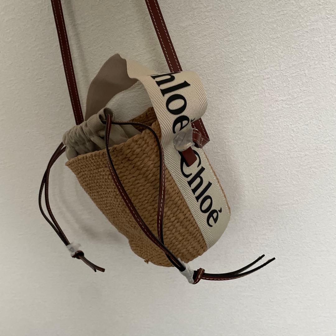 Chloe カゴバッグ　アイボリー　WOODY スモールバスケット