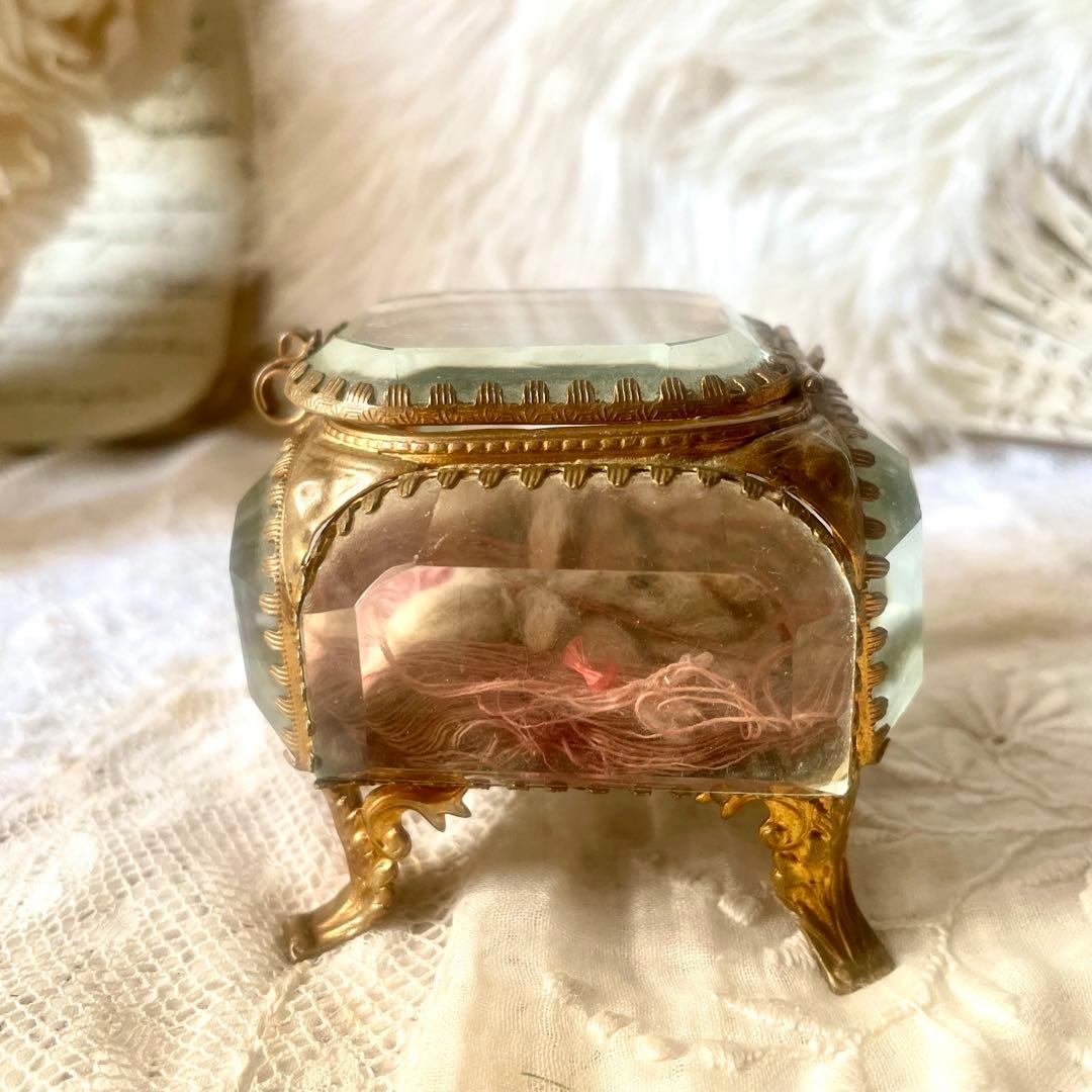 ベベルガラスジュエリーボックスS アクセサリーケース　フランスアンティーク