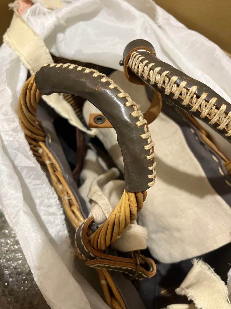 エバゴス ebagos マルシェバッグ レザー×紅籐 定番人気 手提げかごバッグ