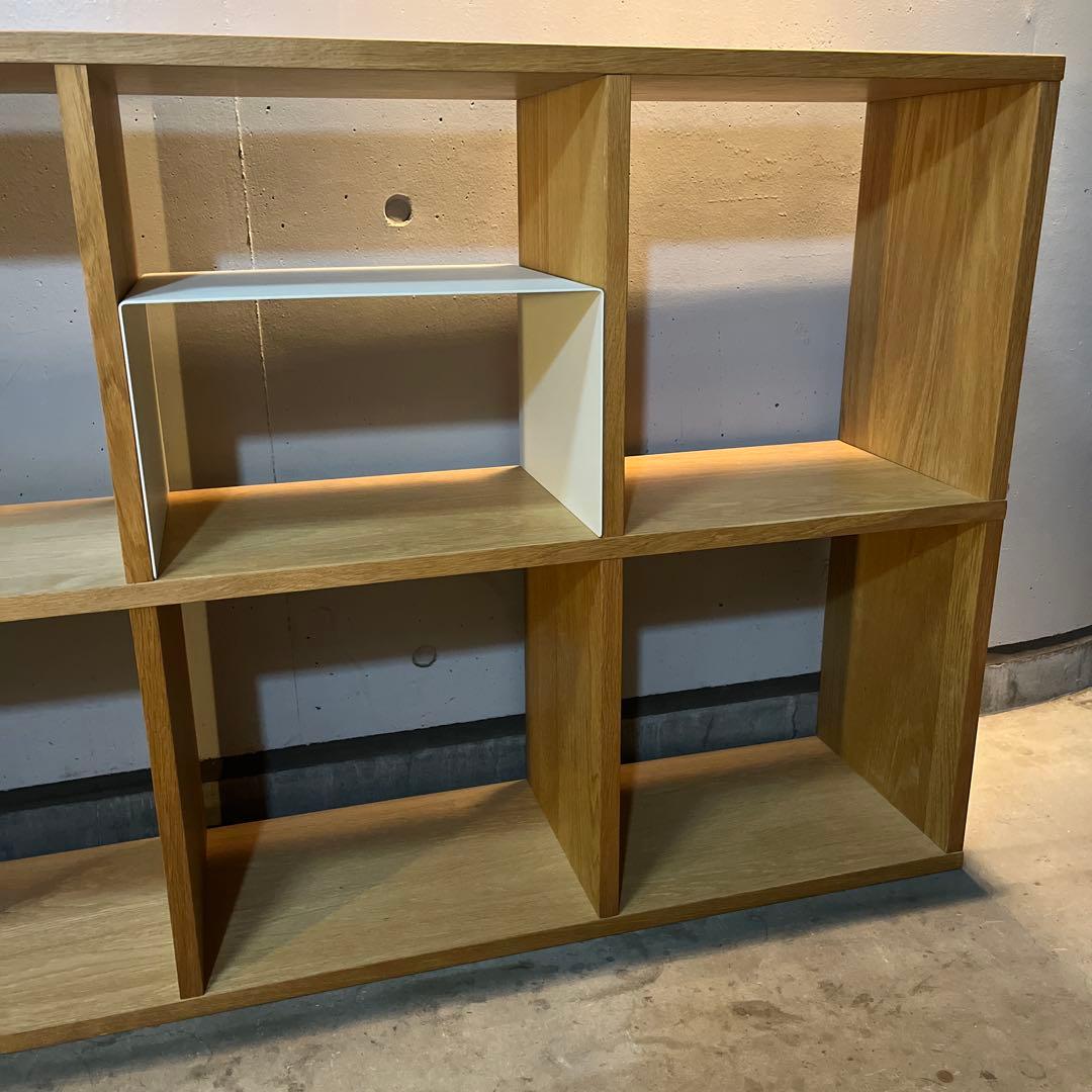 無印★スタッキングシェルフセット・５段×２列・オーク材 コの字棚２個付