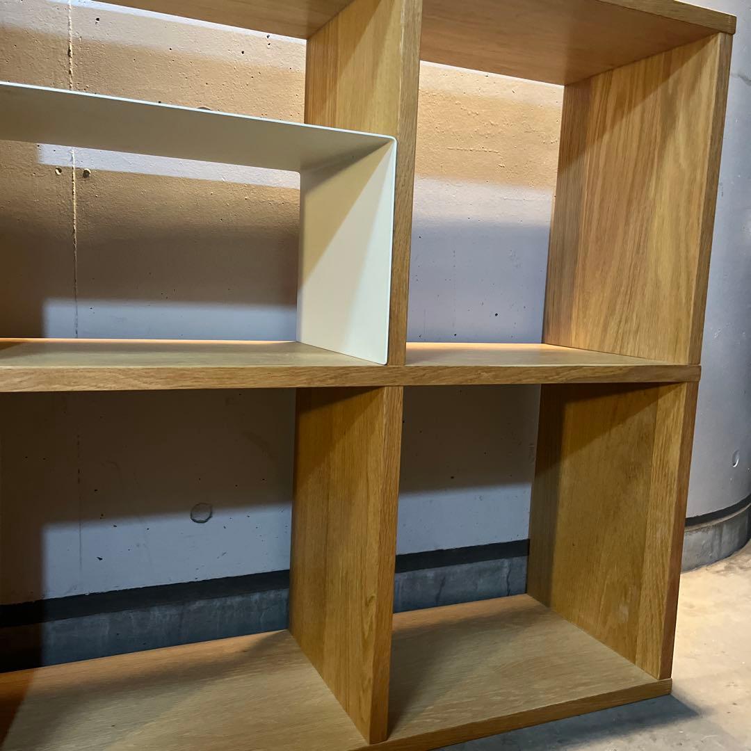 無印★スタッキングシェルフセット・５段×２列・オーク材 コの字棚２個付