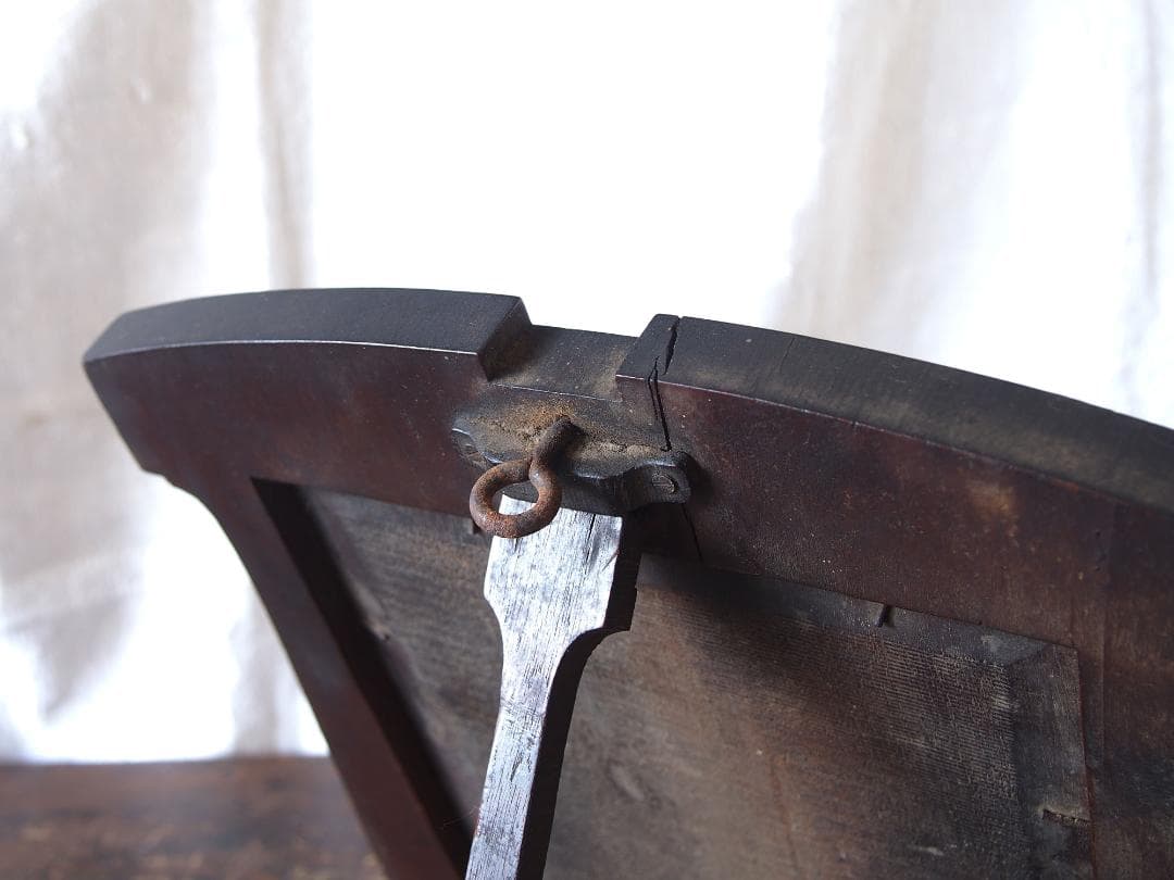 木製フレームの古い鏡 アールデコ 高31cm#家具 工藝/K398