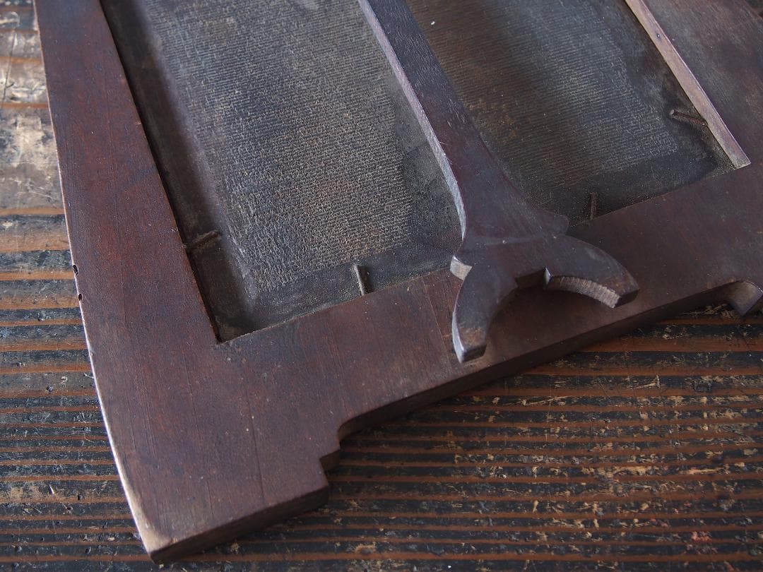 木製フレームの古い鏡 アールデコ 高31cm#家具 工藝/K398