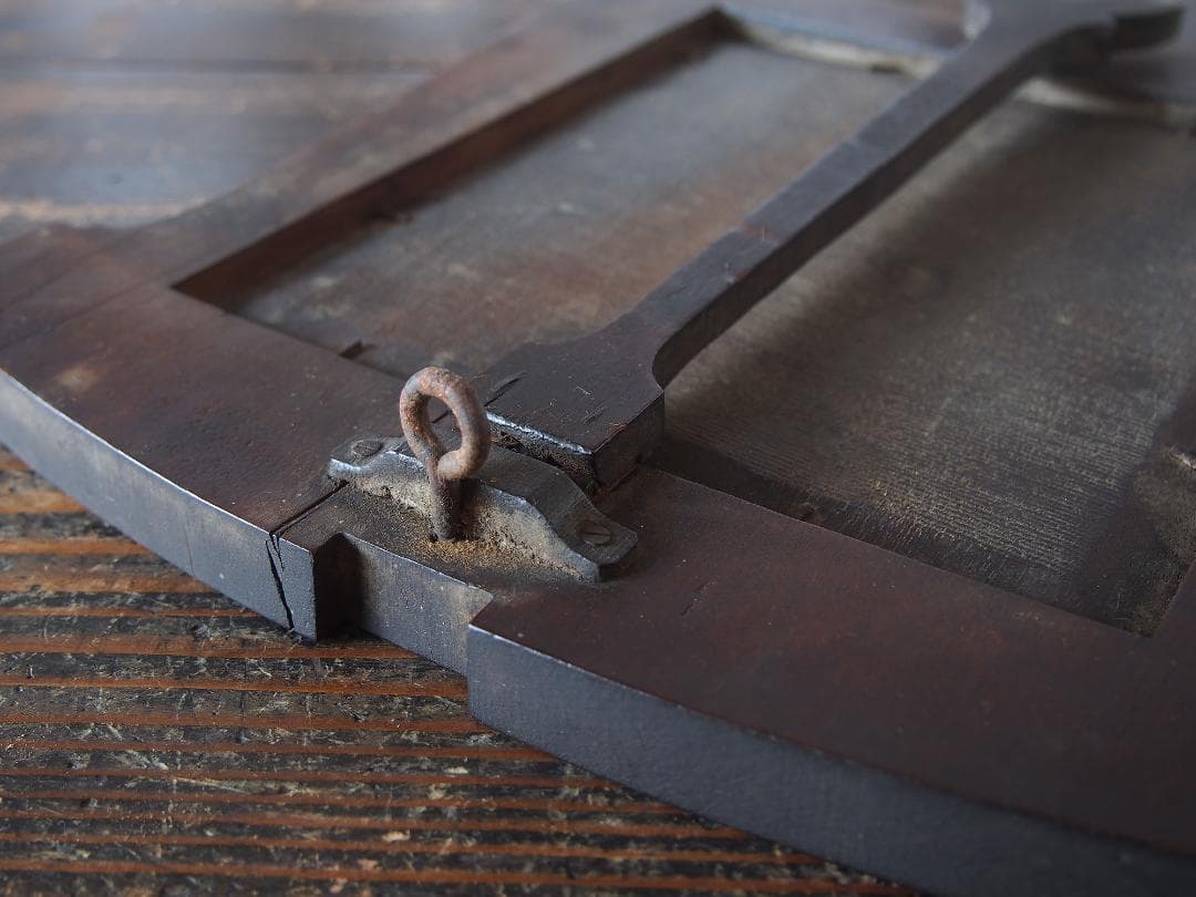 木製フレームの古い鏡 アールデコ 高31cm#家具 工藝/K398