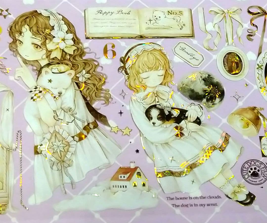 J879＃小狗乖乖(贝壳金)浸月岛切り売り海外人物マステ女の子