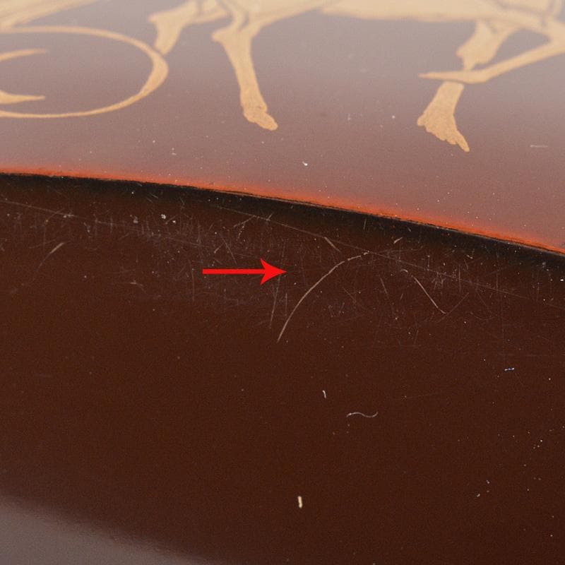 煎茶道具　漆塗　鹿蒔絵　茶壷　桐箱付　V　R5451