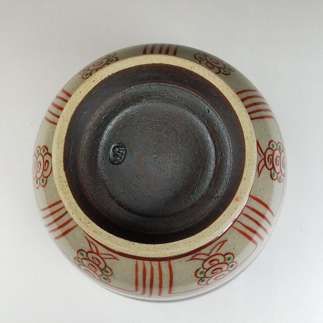 Ｔ６０７　茶碗　『膳所焼』『赤絵　安南写』『淡海ぜぜ陽炎園 造』　共箱　茶道具