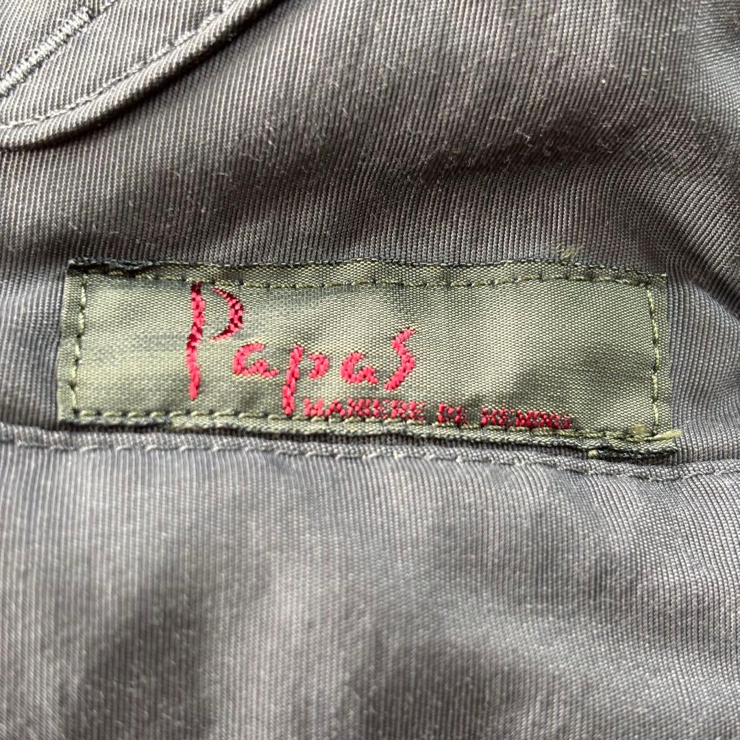 PAPAS パパス ダウン リバーシブル ロゴ刺繍 美品 肉厚 短丈 Lsize