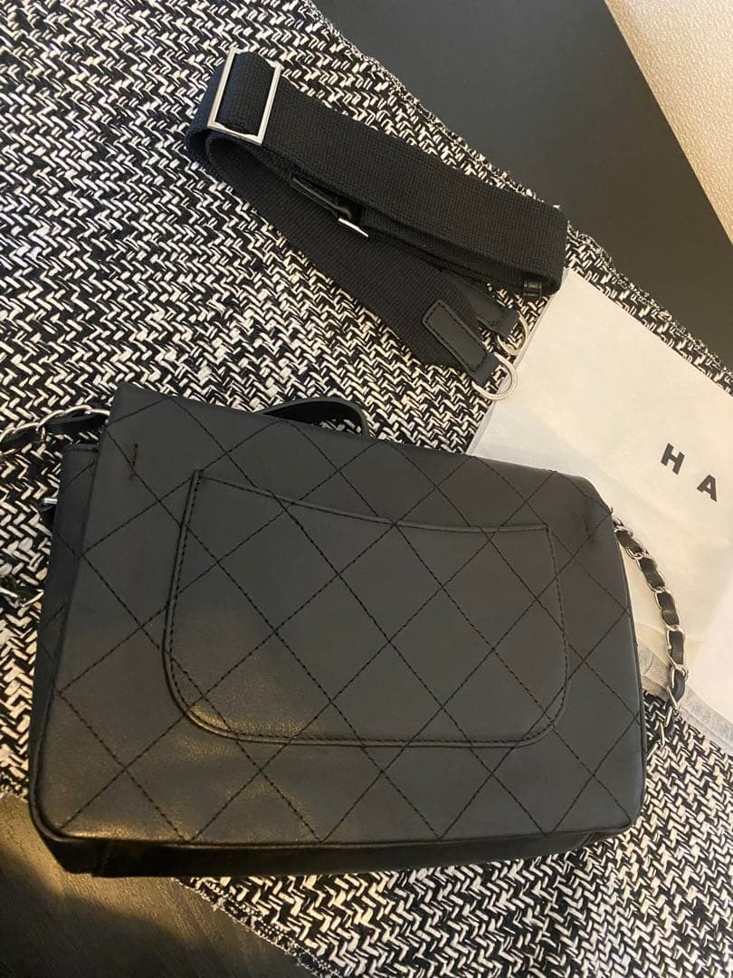 本革チェーンショルダーバッグ・シルバーカラー・改良版バルドーネ M HAYNI