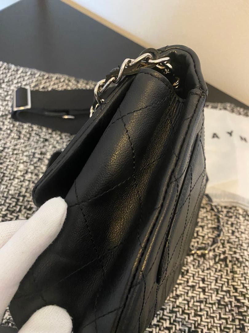 本革チェーンショルダーバッグ・シルバーカラー・改良版バルドーネ M HAYNI