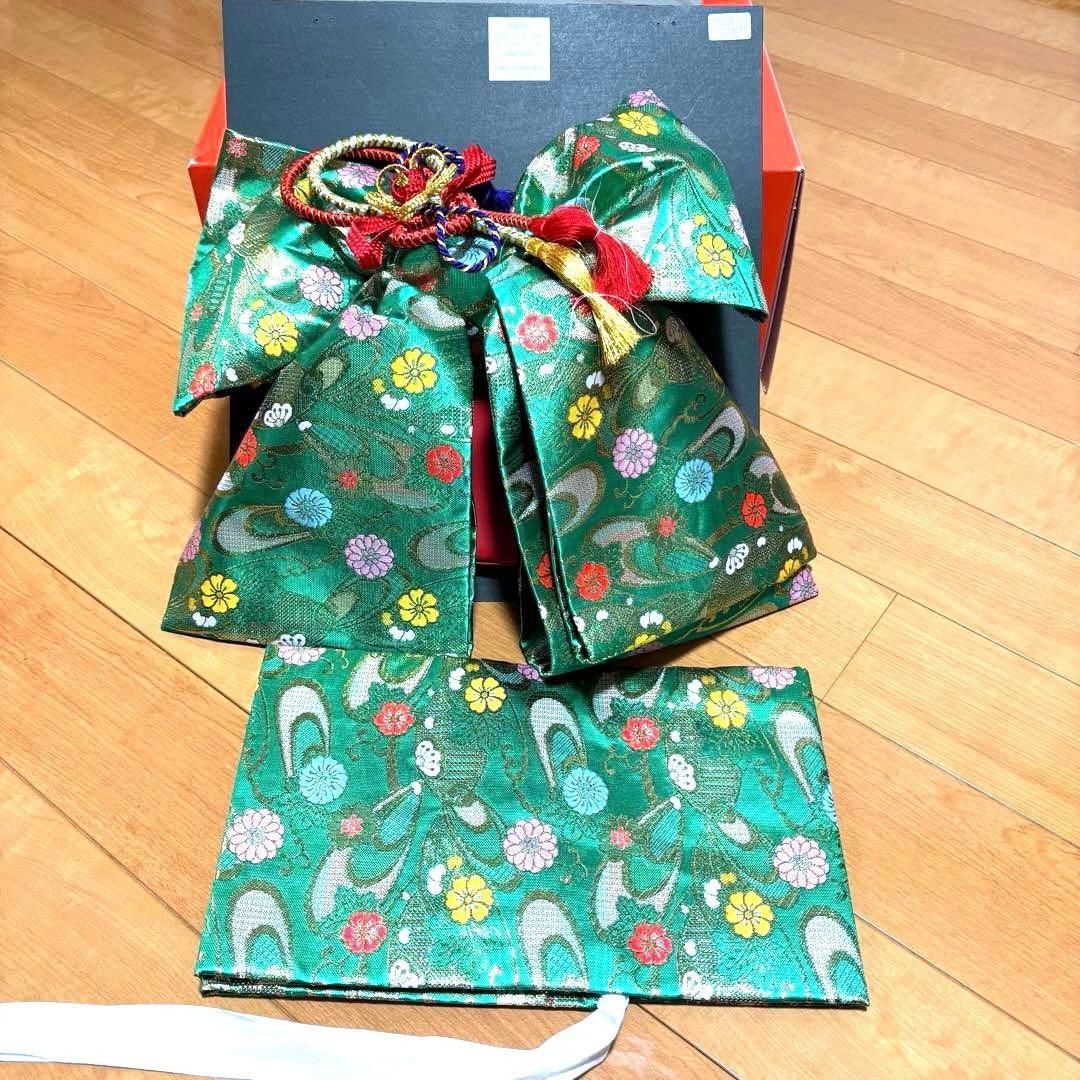七五三　女の子　筥迫セット 祝い帯　帯揚げ　しごき