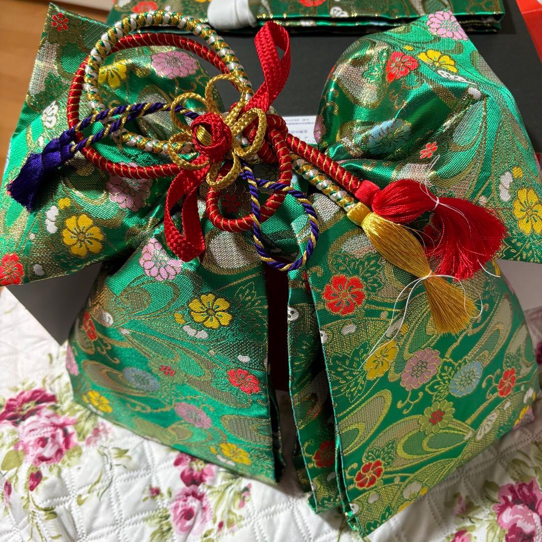 七五三　女の子　筥迫セット 祝い帯　帯揚げ　しごき