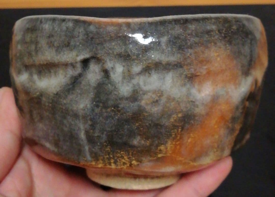 小川長楽作　楽焼　赤楽　茶碗　共箱　茶道具